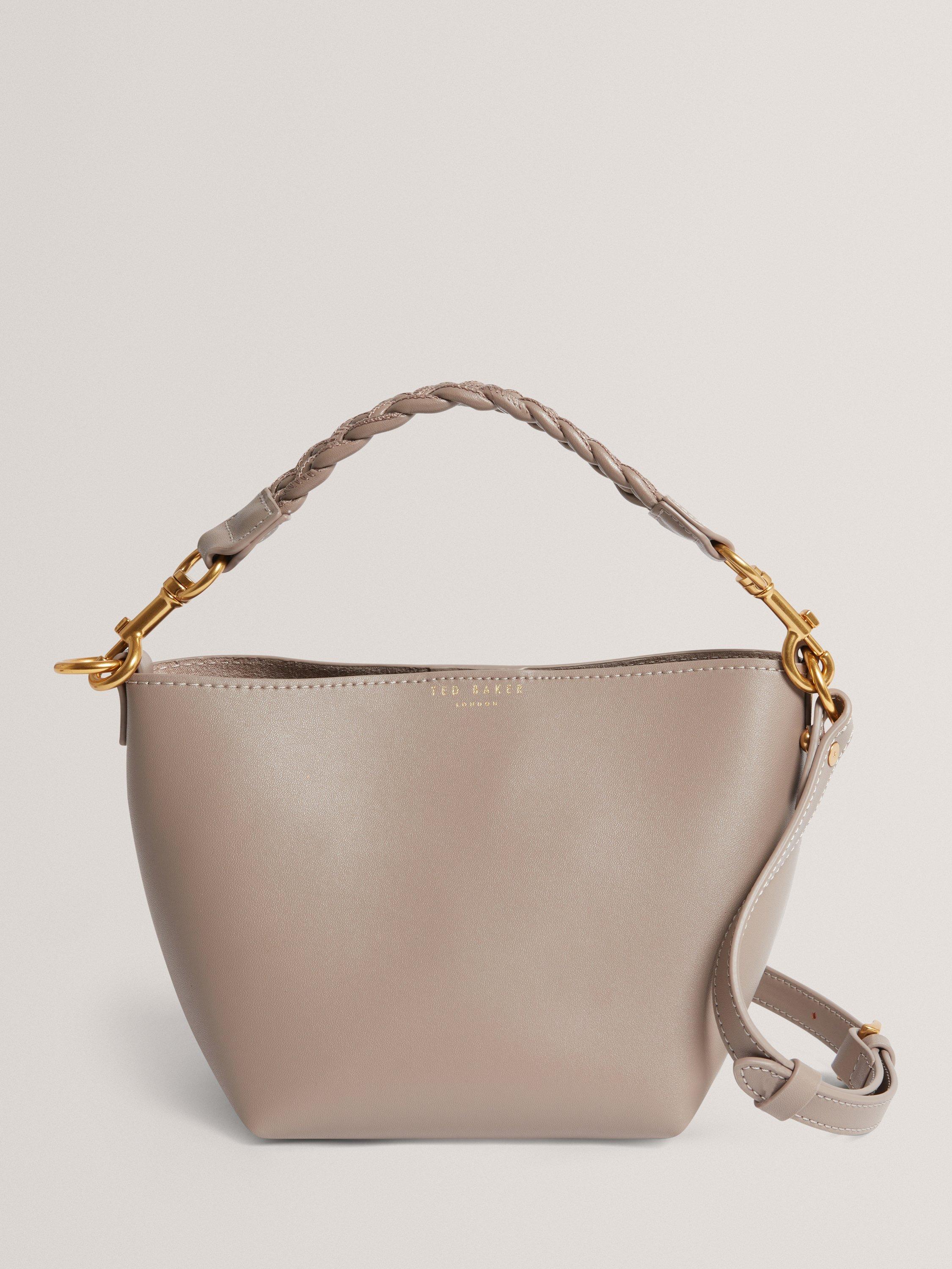 Product image 1 of 5, which shows Ted Baker WAVELY Leather Bucket Tote Bag, Taupe