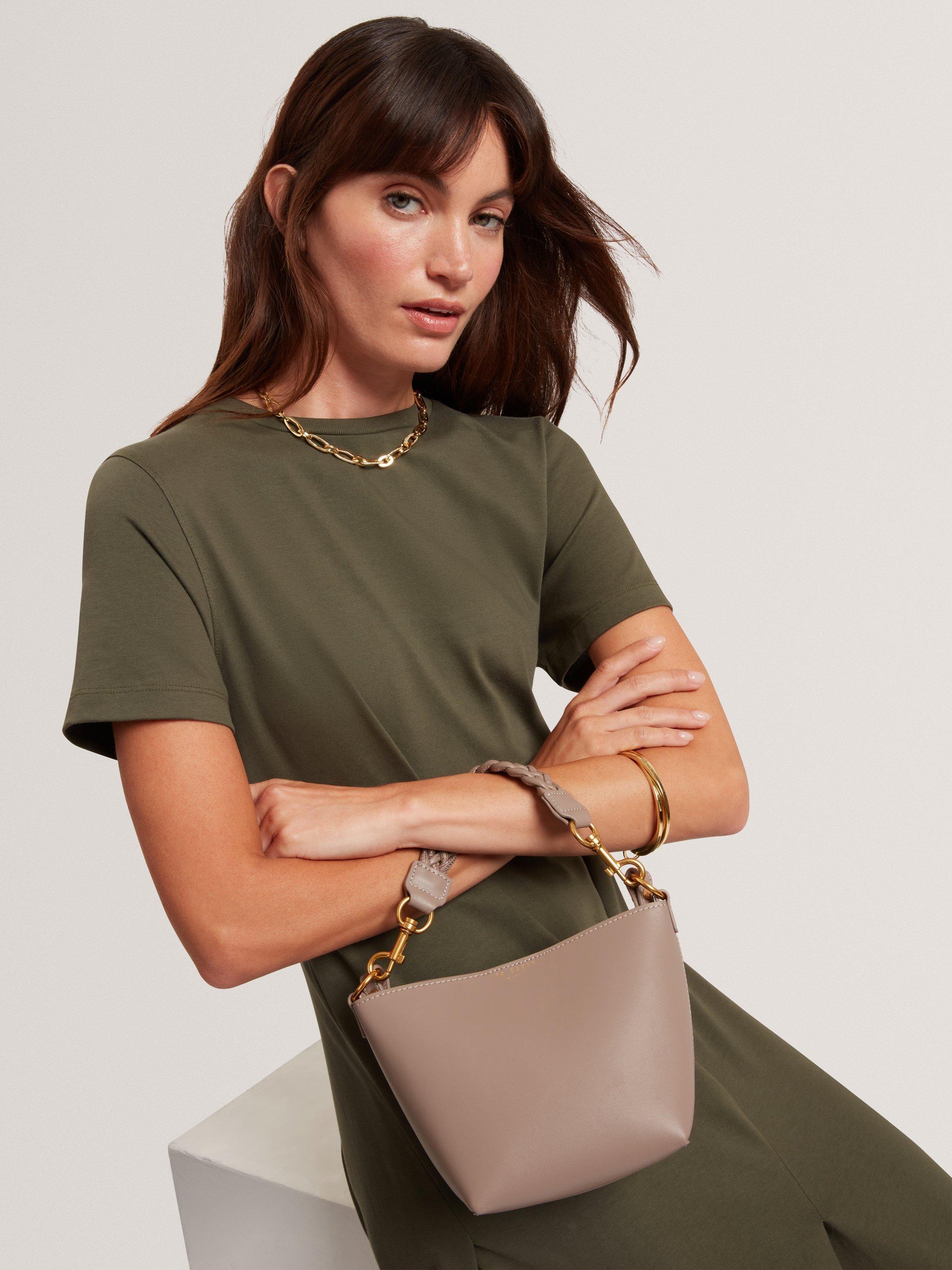 Product image 2 of 5, which shows Ted Baker WAVELY Leather Bucket Tote Bag, Taupe