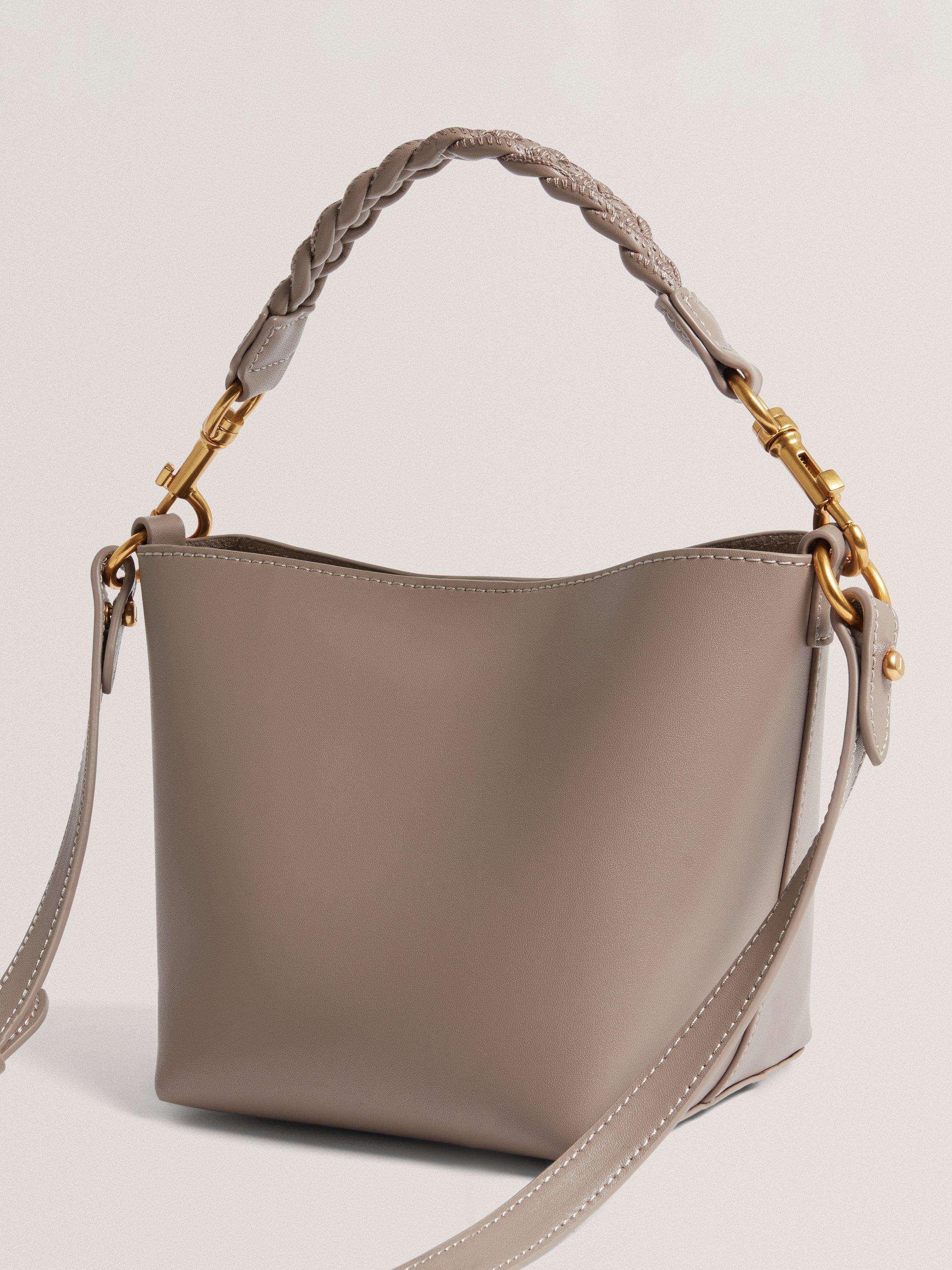 Product image 4 of 5, which shows Ted Baker WAVELY Leather Bucket Tote Bag, Taupe