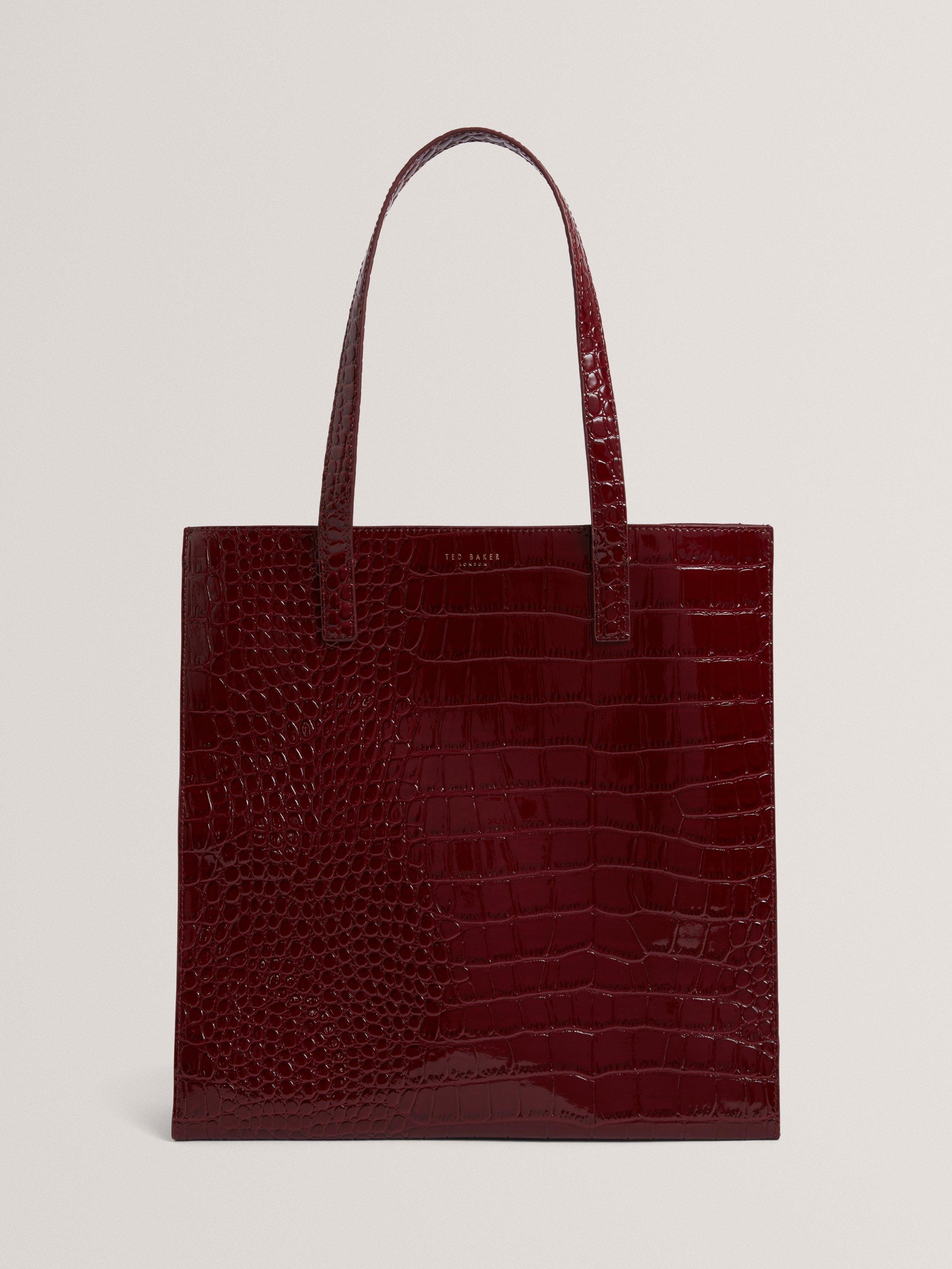 Product image 1 of 5, which shows Ted Baker Wenella Large Croc Tote Bag, Wine