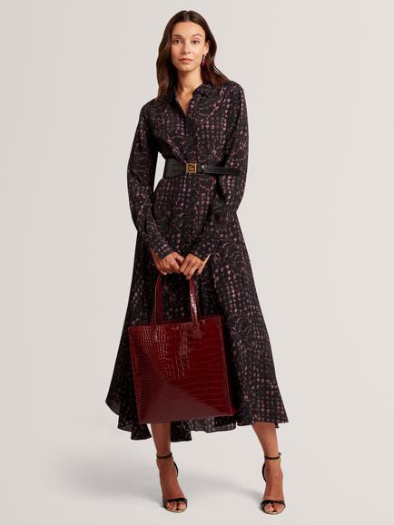 Ted Baker Wenella Large Croc Tote Bag, Wine - view 2, Wine