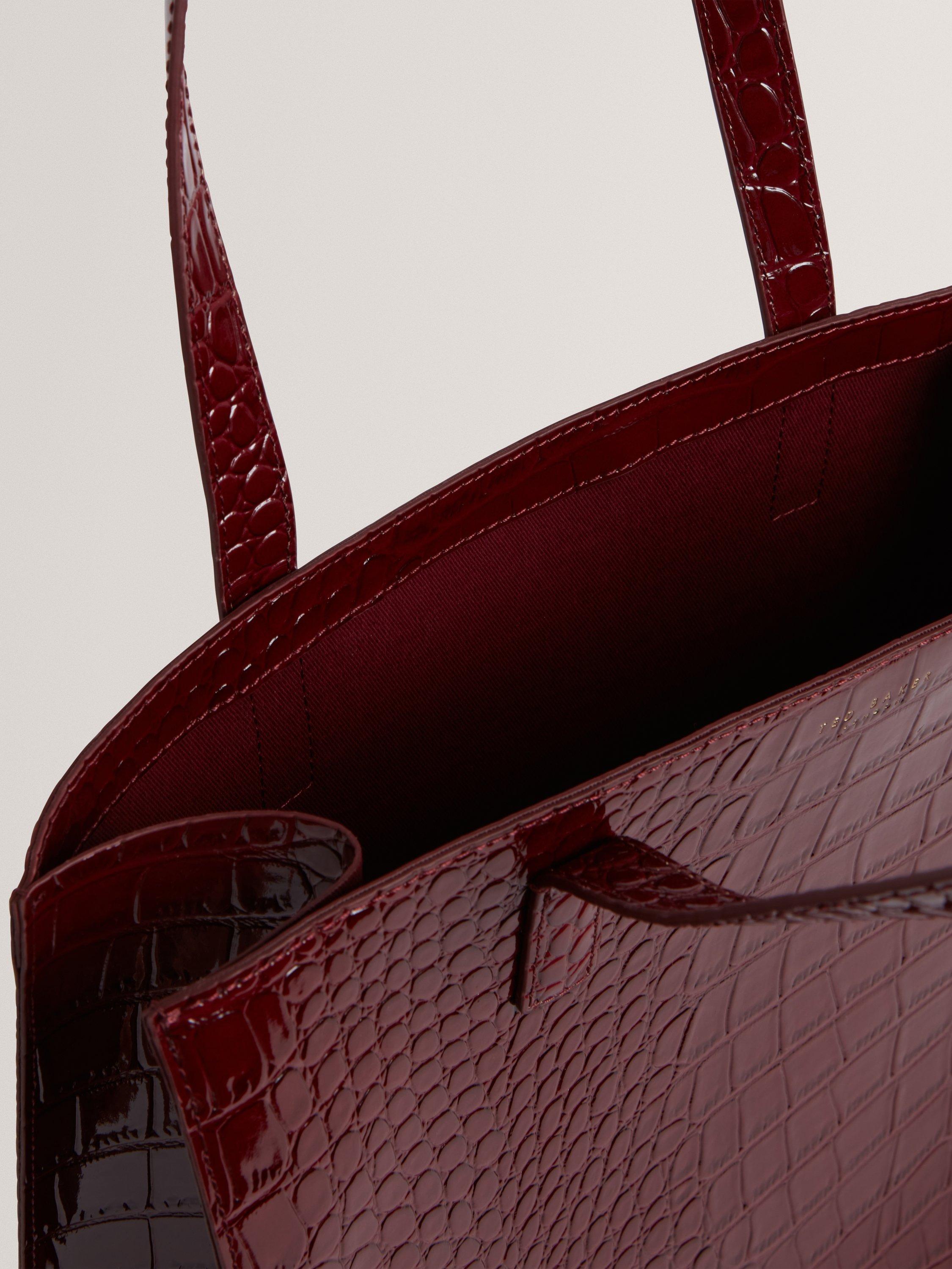 Product image 4 of 5, which shows Ted Baker Wenella Large Croc Tote Bag, Wine