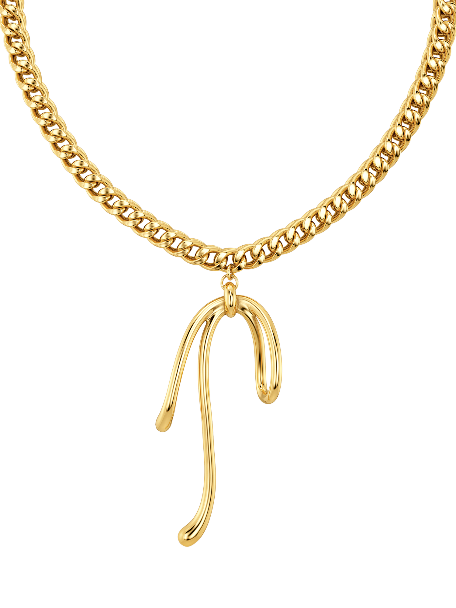 Product image 1 of 2, which shows EDBLAD Lace Bow Chain Necklace, Yellow Gold