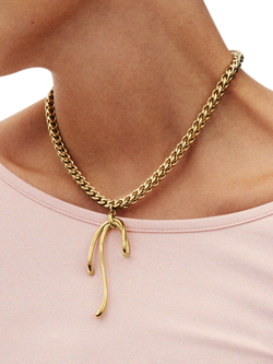 EDBLAD Lace Bow Chain Necklace, Yellow Gold - view 2, Yellow Gold