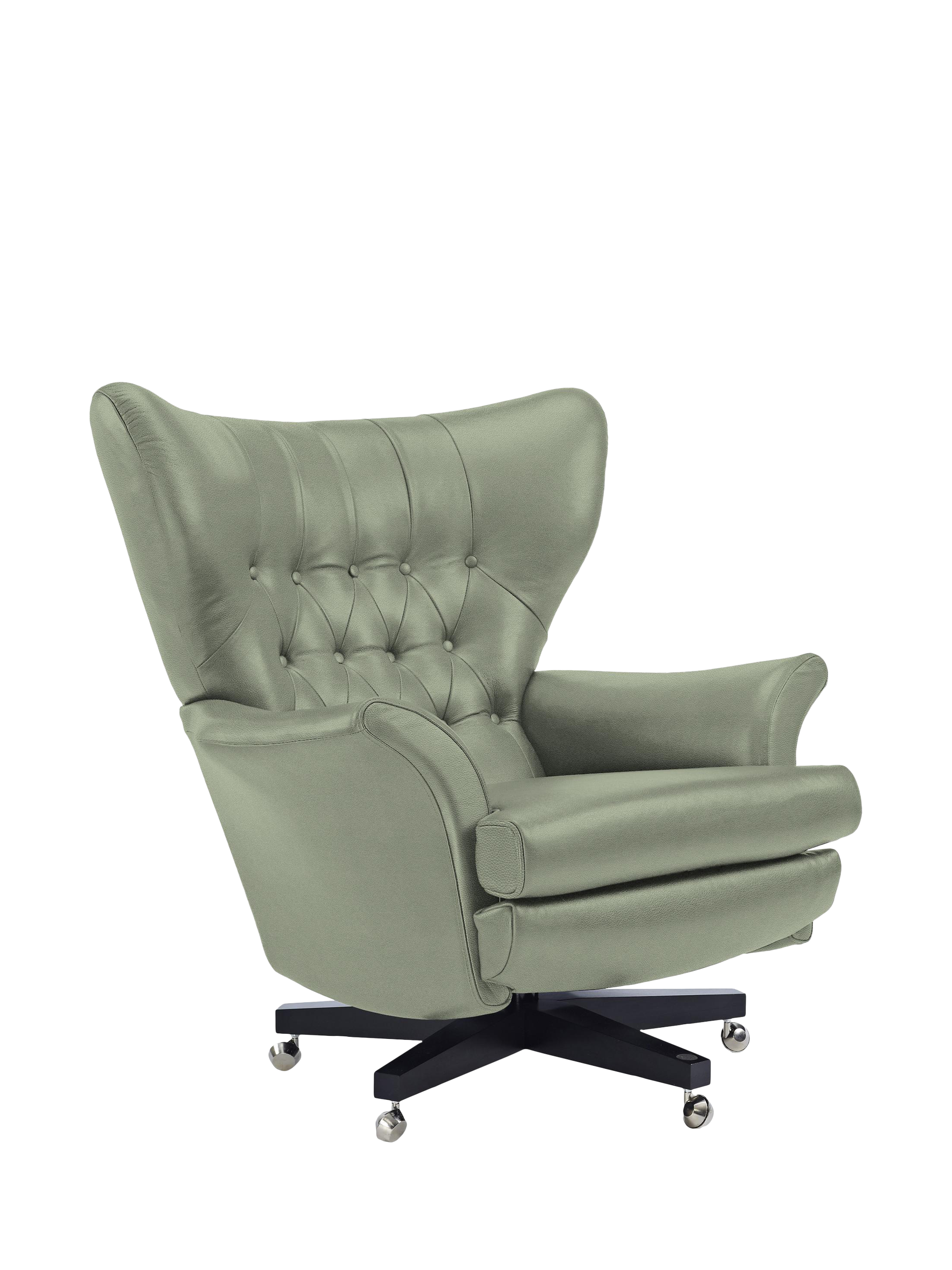 The Sixty Two Range, G Plan Vintage The Sixty Two Leather Swivel Armchair, Cambridge Olive