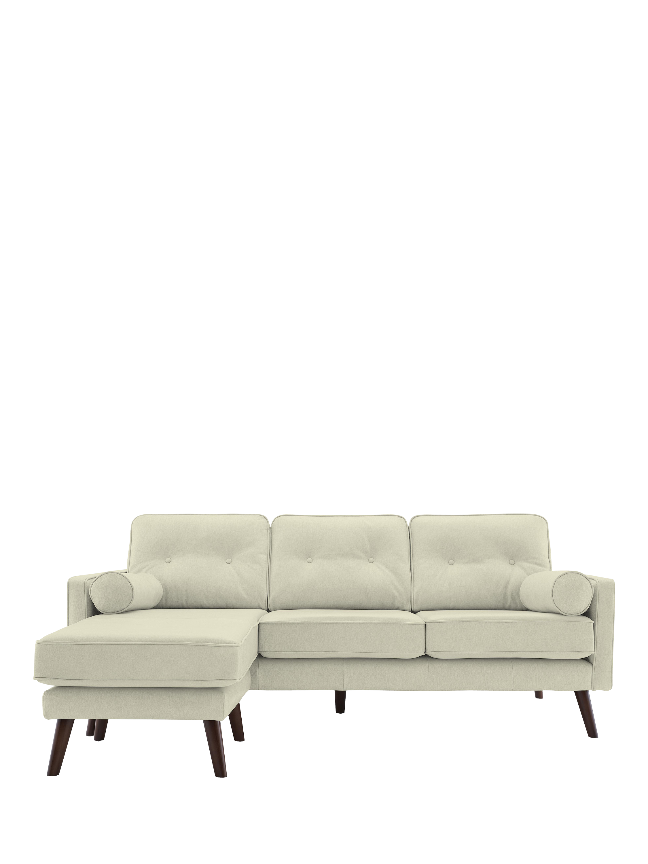 The Sixty Five Range, G Plan Vintage The Sixty Five LHF Large 3 Seater Leather Chaise End Sofa, Cambridge Chalk