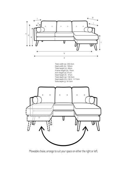 G Plan Vintage The Sixty Five LHF Large 3 Seater Leather Chaise End Sofa - view 2, Cambridge Chalk