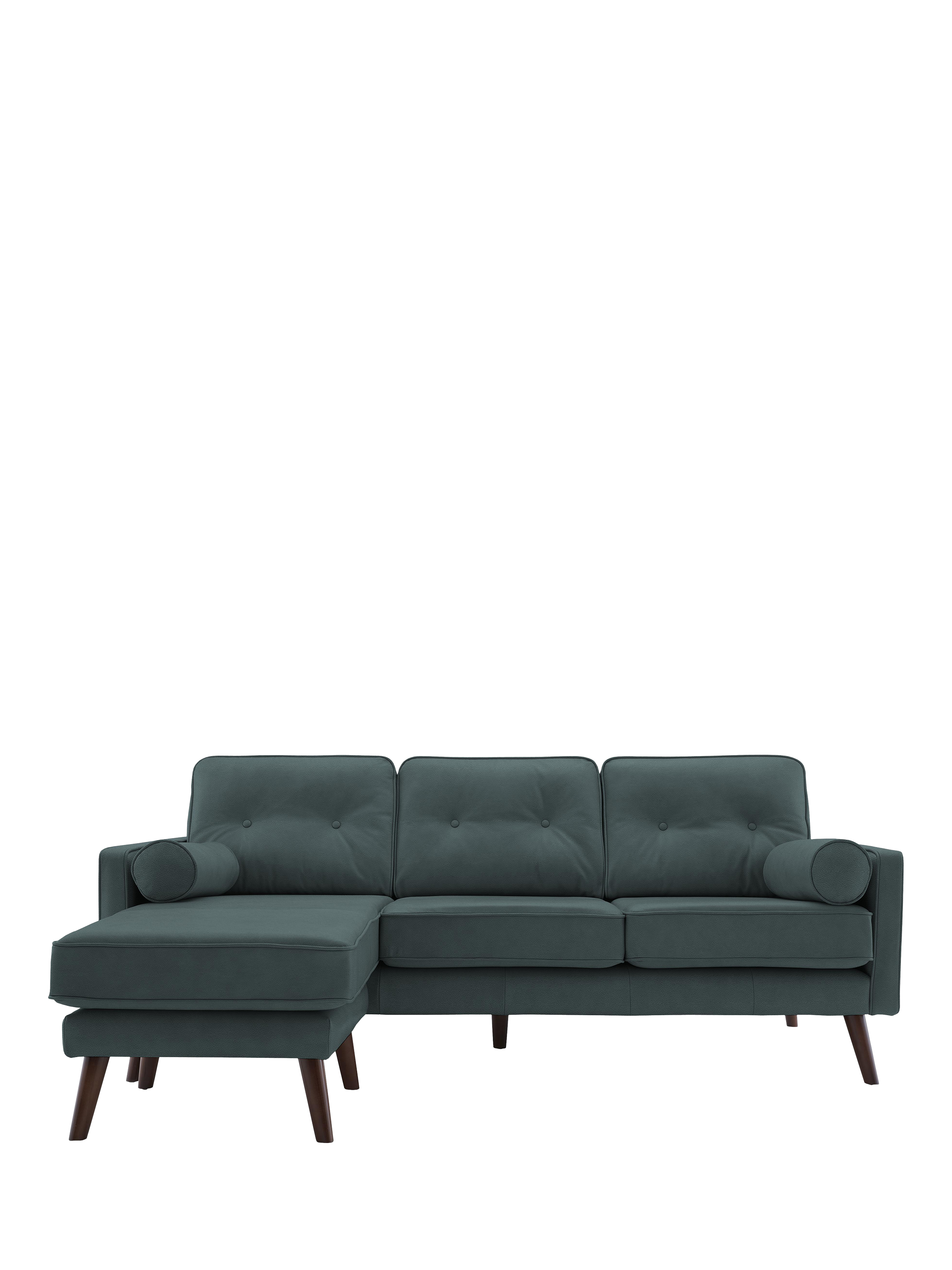 The Sixty Five Range, G Plan Vintage The Sixty Five LHF Large 3 Seater Leather Chaise End Sofa, Cambridge Petrol Blue