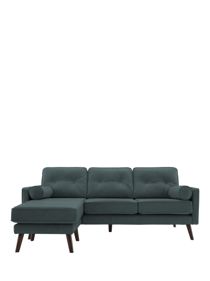 G Plan Vintage The Sixty Five LHF Large 3 Seater Leather Chaise End Sofa, Cambridge Petrol Blue