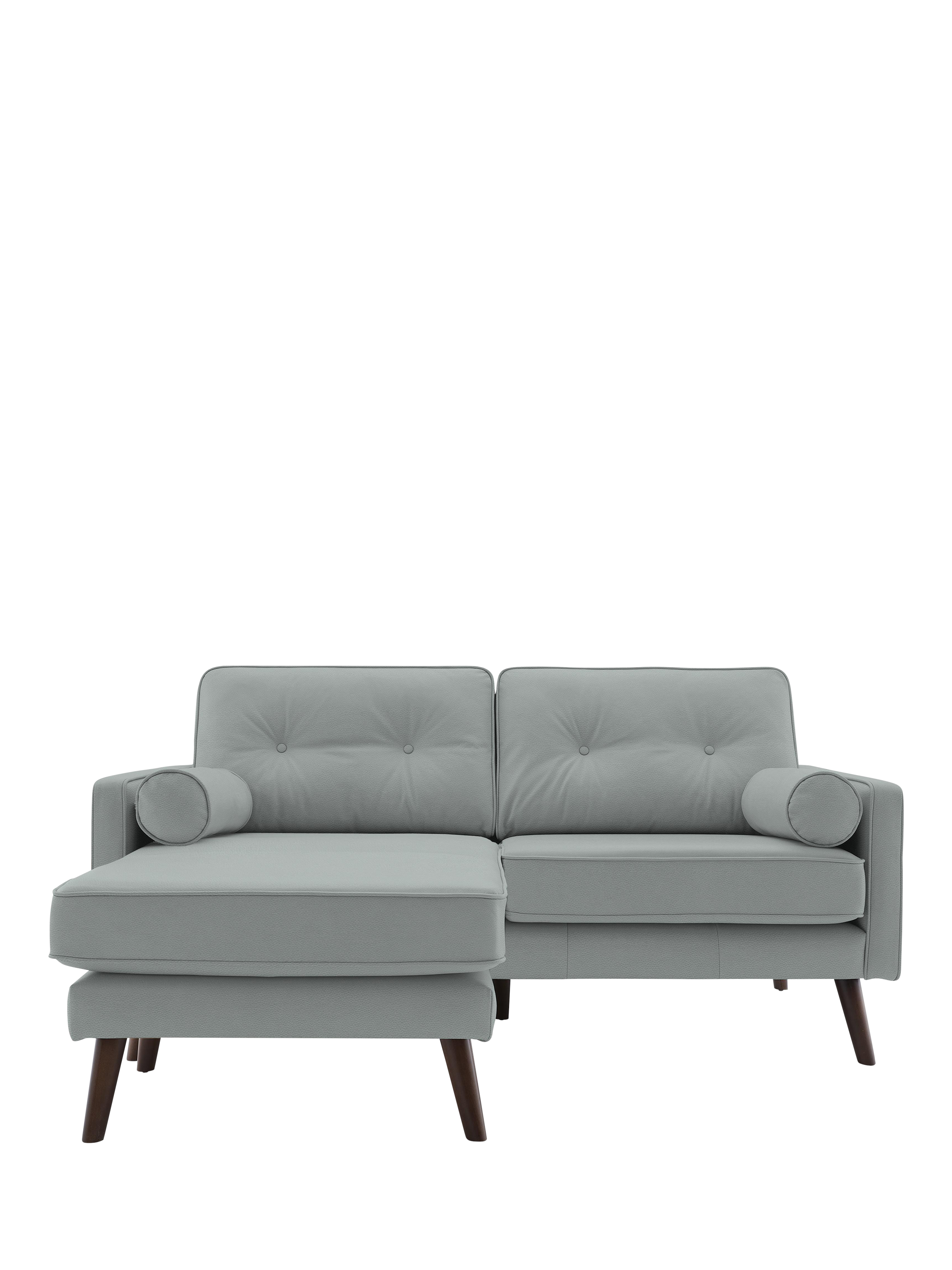 The Sixty Five Range, G Plan Vintage The Sixty Five LHF Medium 2 Seater Leather Chaise End Sofa, Cambridge Grey