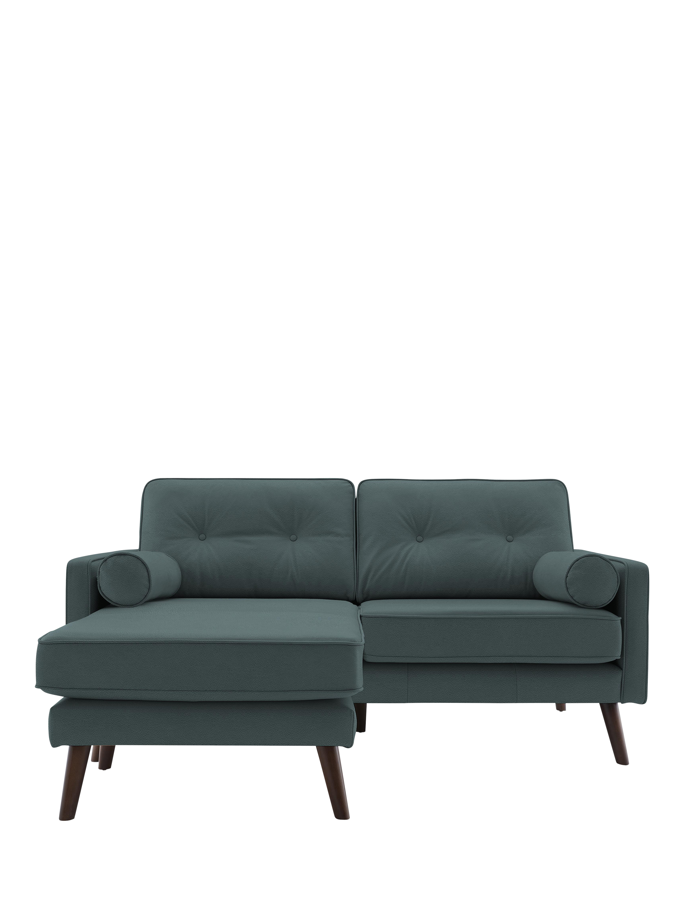 The Sixty Five Range, G Plan Vintage The Sixty Five LHF Medium 2 Seater Leather Chaise End Sofa, Cambridge Petrol Blue