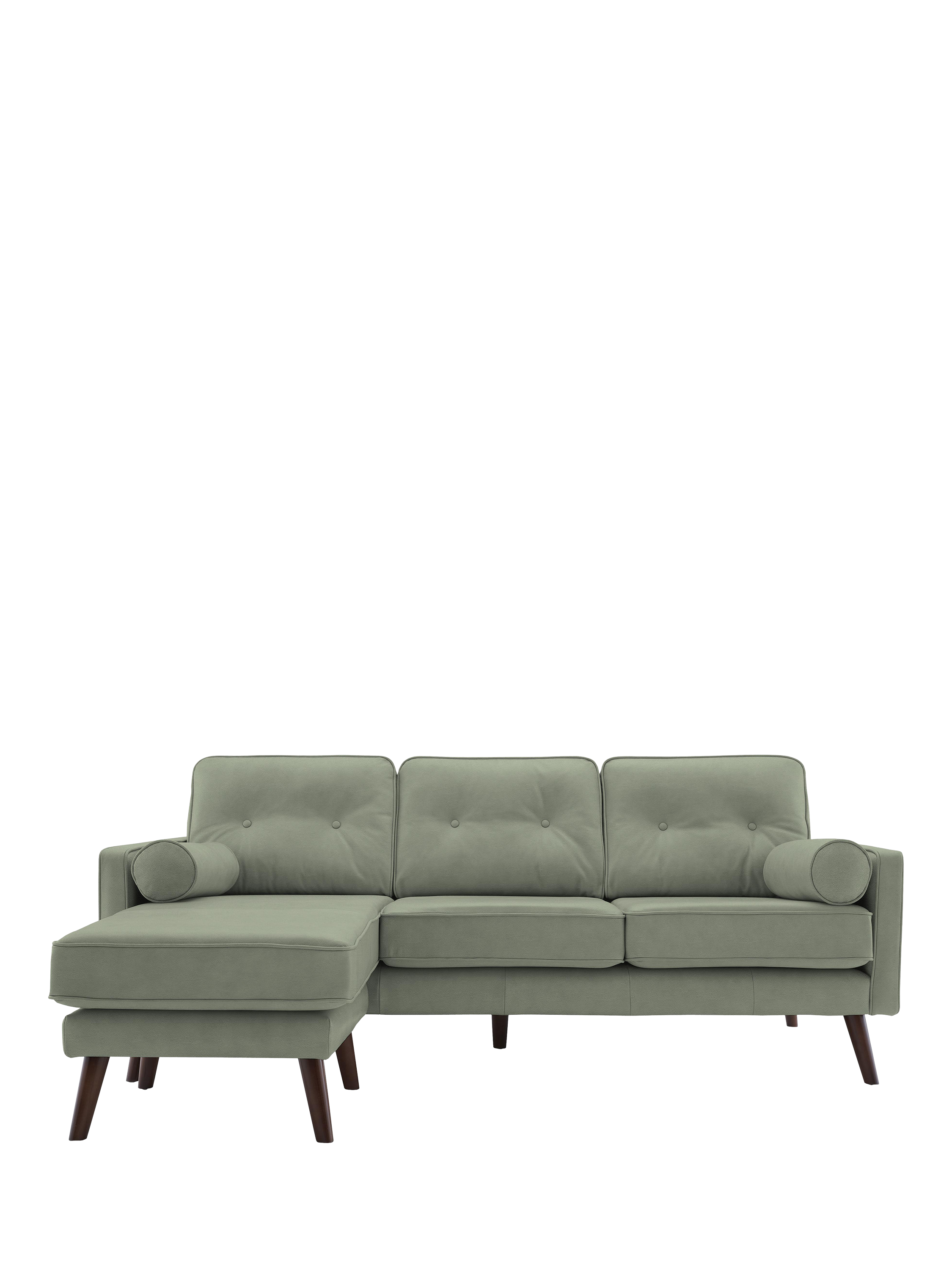 The Sixty Five Range, G Plan Vintage The Sixty Five LHF Large 3 Seater Leather Chaise End Sofa, Cambridge Olive