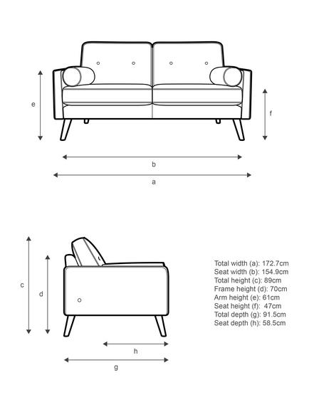 G Plan Vintage The Sixty Five Medium 2 Seater Sofa - view 2, Aquaclean Calor Cardamon