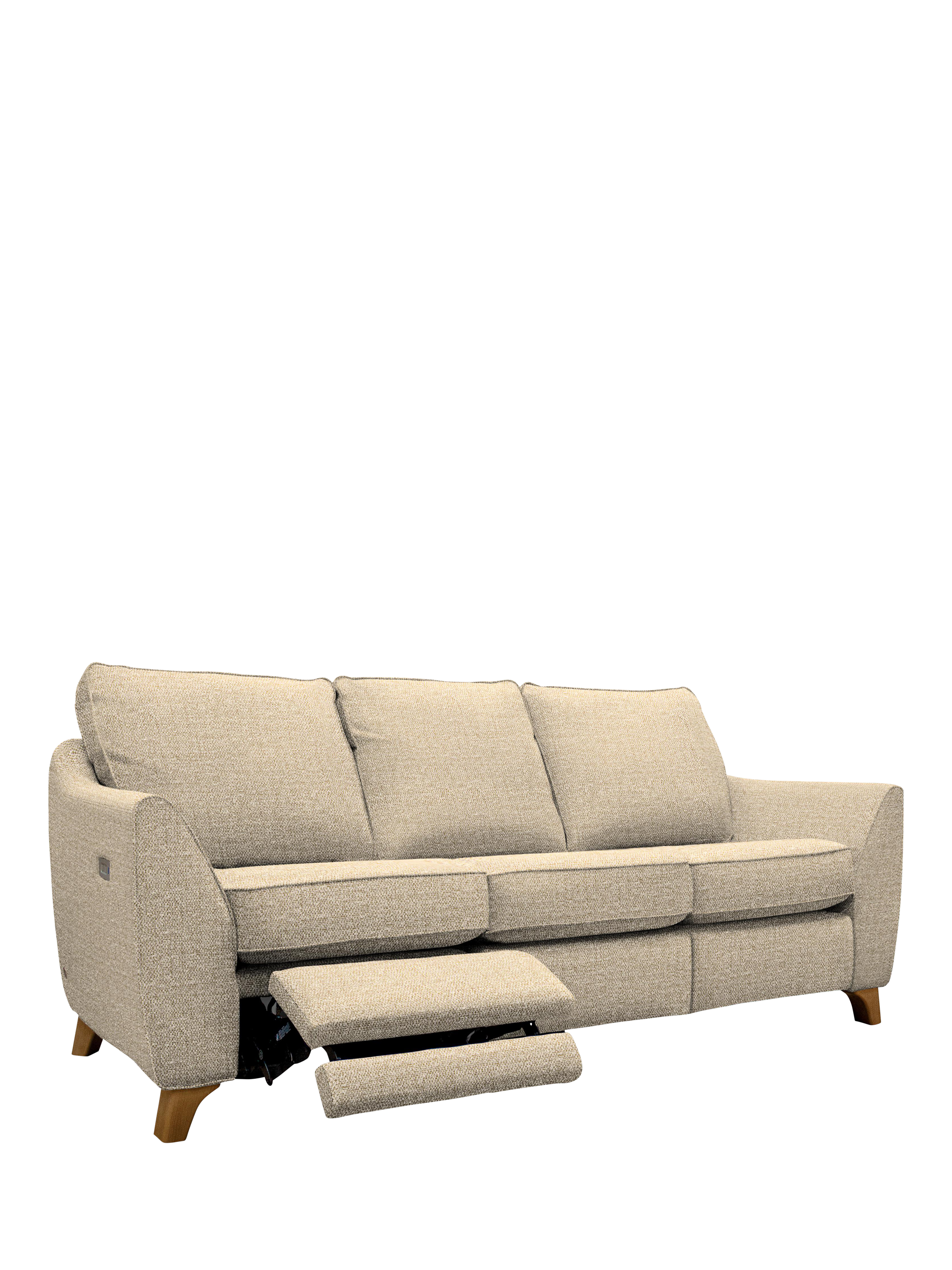 The Sixty Eight Range, G Plan Vintage The Sixty Eight LHF Large 3 Seater Sofa with Footrest Mechanism, Stipple Ecru