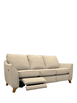 G Plan Vintage The Sixty Eight LHF Large 3 Seater Sofa with Footrest Mechanism, Stipple Ecru