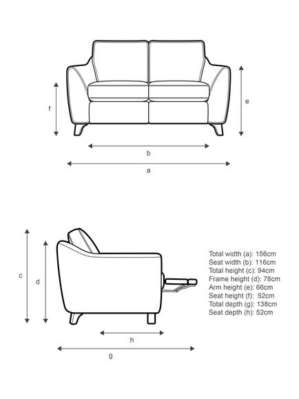 G Plan Vintage The Sixty Eight Small 2 Seater Sofa with LHF Single Footrest Mechanism, Aquaclean Calor Vanilla - view 2, Aquaclean Calor Vanilla