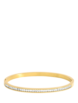 Jon Richard Waterproof Polished Crystal Row Bangle, Gold, Gold
