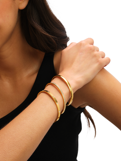 Jon Richard Waterproof Polished Crystal Row Bangle, Gold - view 2, Gold