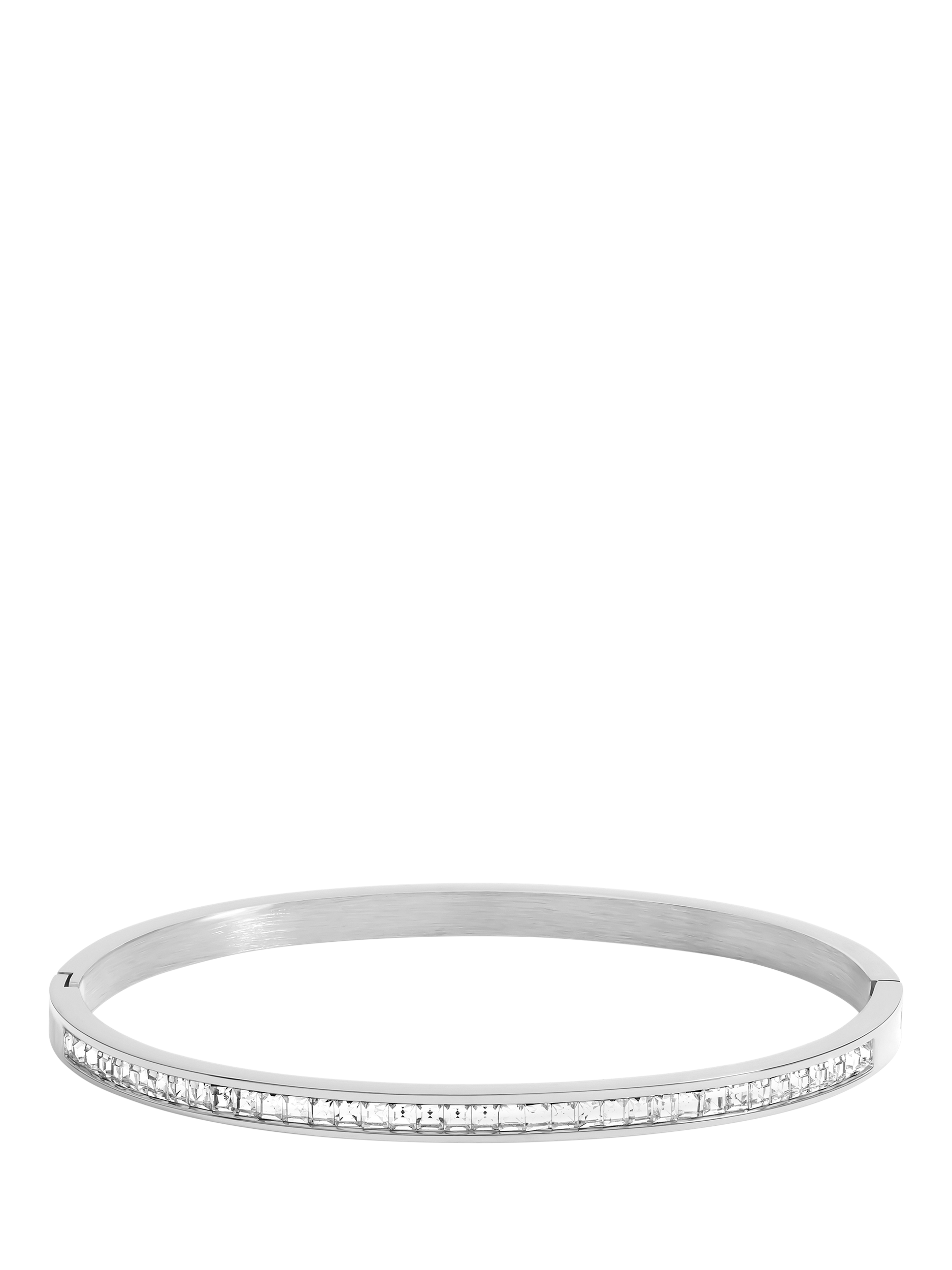 Product image 1 of 4, which shows Jon Richard Waterproof Crystal Row Polished Bangle, Silver