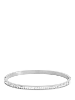 Jon Richard Waterproof Crystal Row Polished Bangle, Silver, Silver