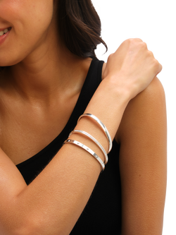 Jon Richard Waterproof Crystal Row Polished Bangle, Silver - view 2, Silver