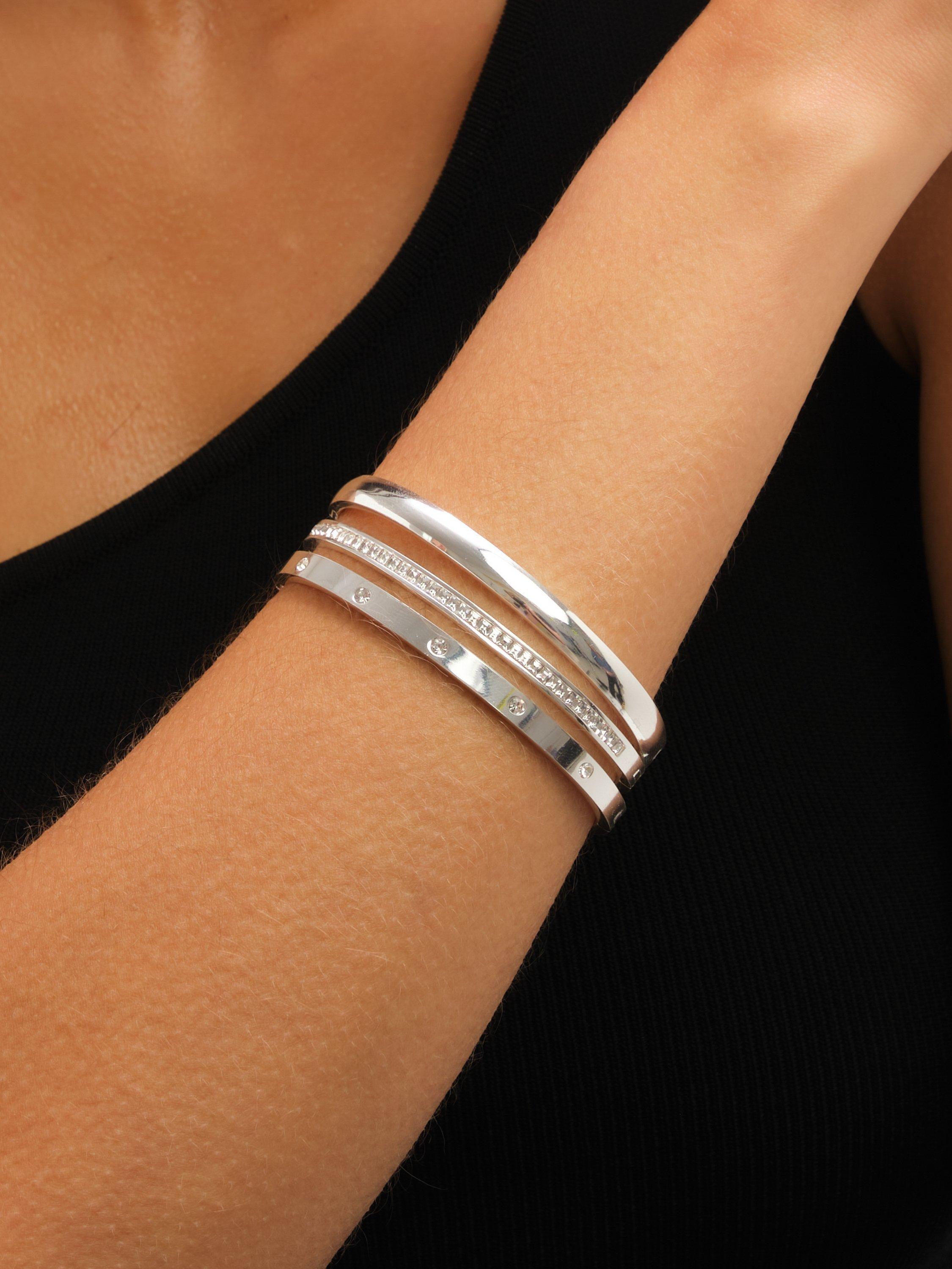 Product image 4 of 4, which shows Jon Richard Waterproof Crystal Row Polished Bangle, Silver