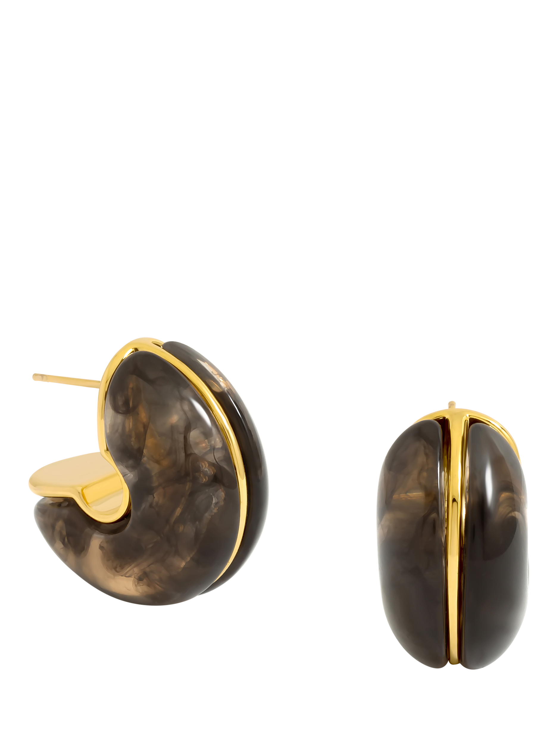 Product image 1 of 5, which shows Jon Richard Black Resin Hoop Earrings, Gold