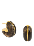 Jon Richard Black Resin Hoop Earrings, Gold