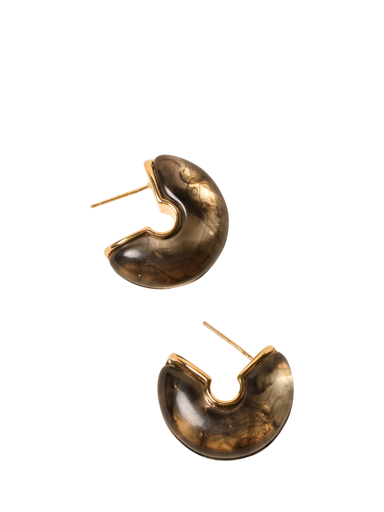 Product image 3 of 5, which shows Jon Richard Black Resin Hoop Earrings, Gold