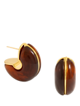 Jon Richard Brown Resin Hoop Earrings, Gold