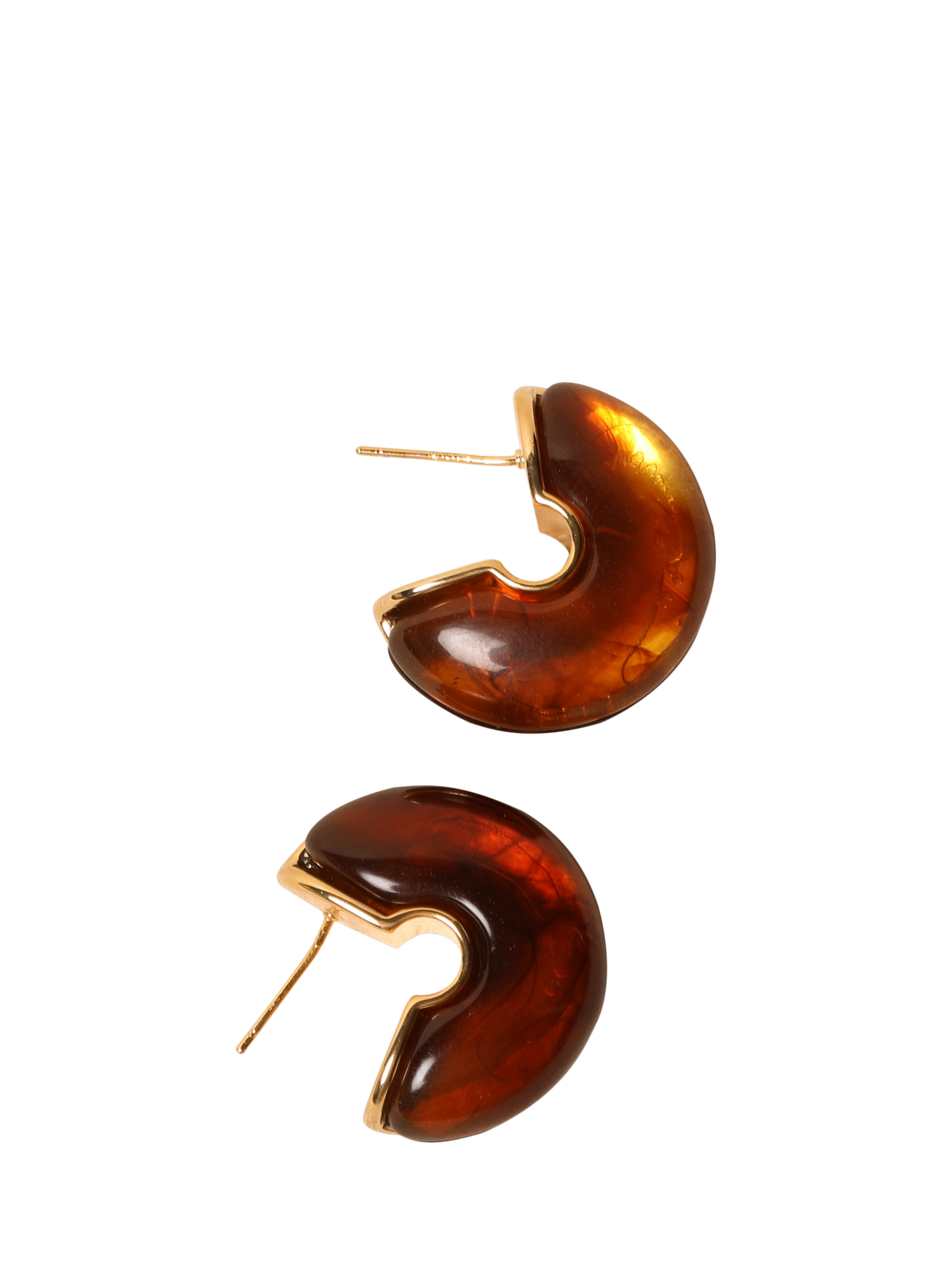 Product image 3 of 5, which shows Jon Richard Brown Resin Hoop Earrings, Gold