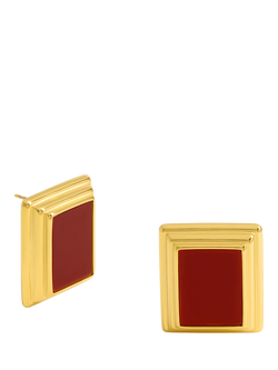 Jon Richard Statement Square Enamel Earrings, Gold, Gold