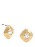 Jon Richard Gold Plated Ridge Crystal Stud Earrings