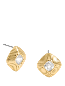 Jon Richard Gold Plated Ridge Crystal Stud Earrings, Gold