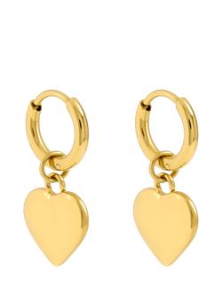 Jon Richard Waterproof Heart Hoop Earrings, Gold, Gold