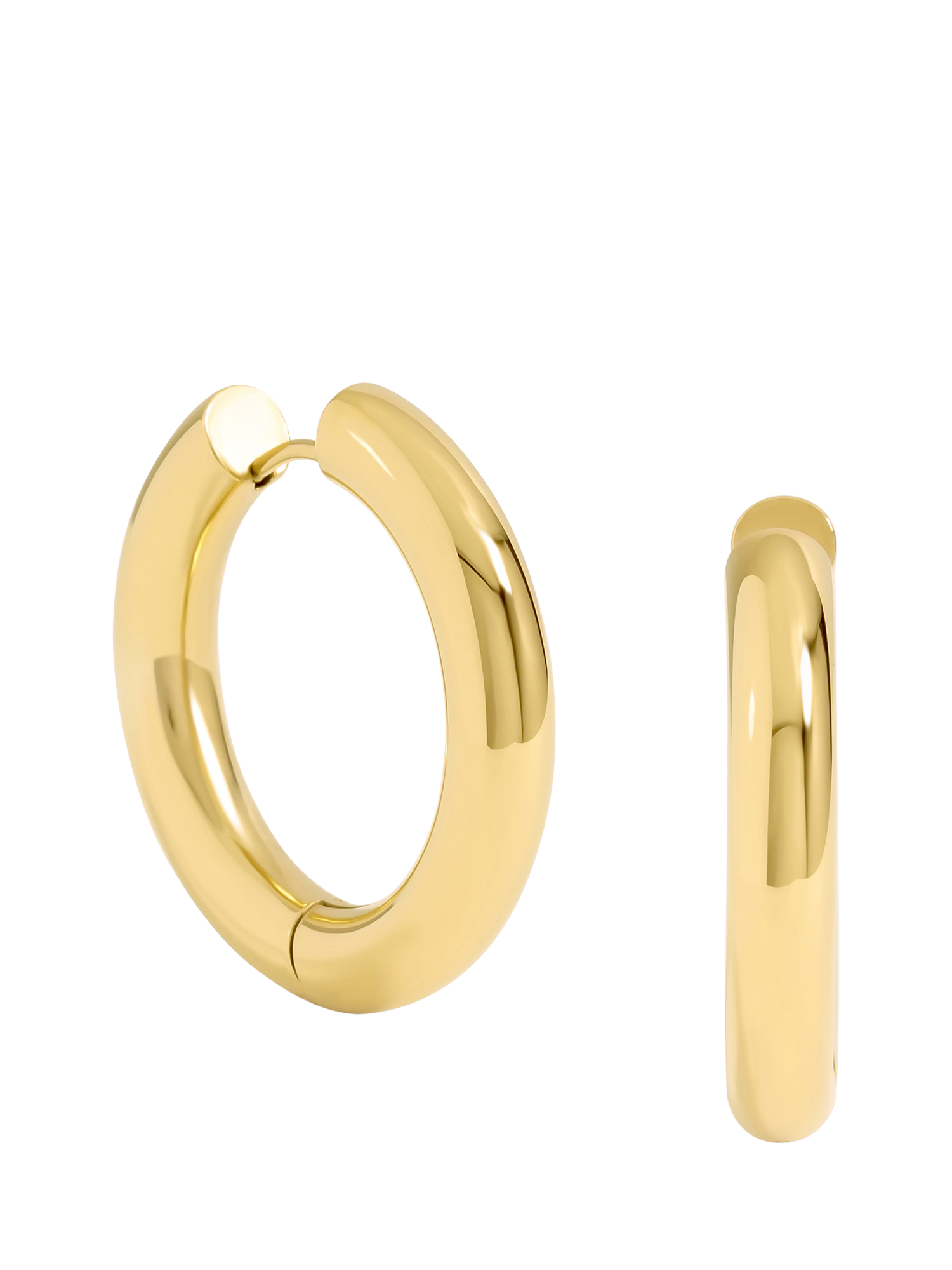 Product image 1 of 3, which shows Jon Richard Waterproof Large Chubby Hoop Earrings, Gold