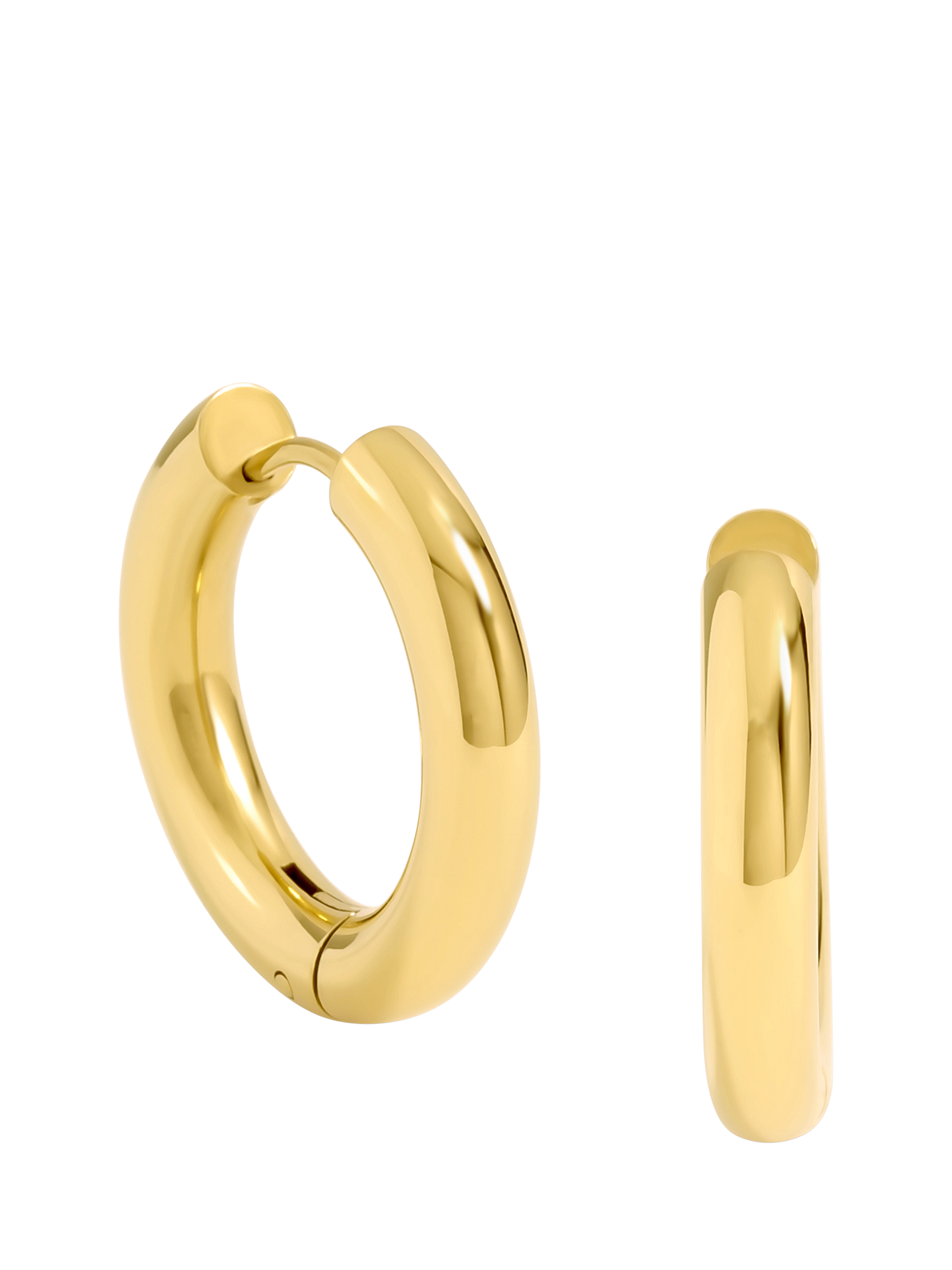 Product image 1 of 11, which shows Jon Richard Waterproof Medium Chubby Hoop Earrings, Gold
