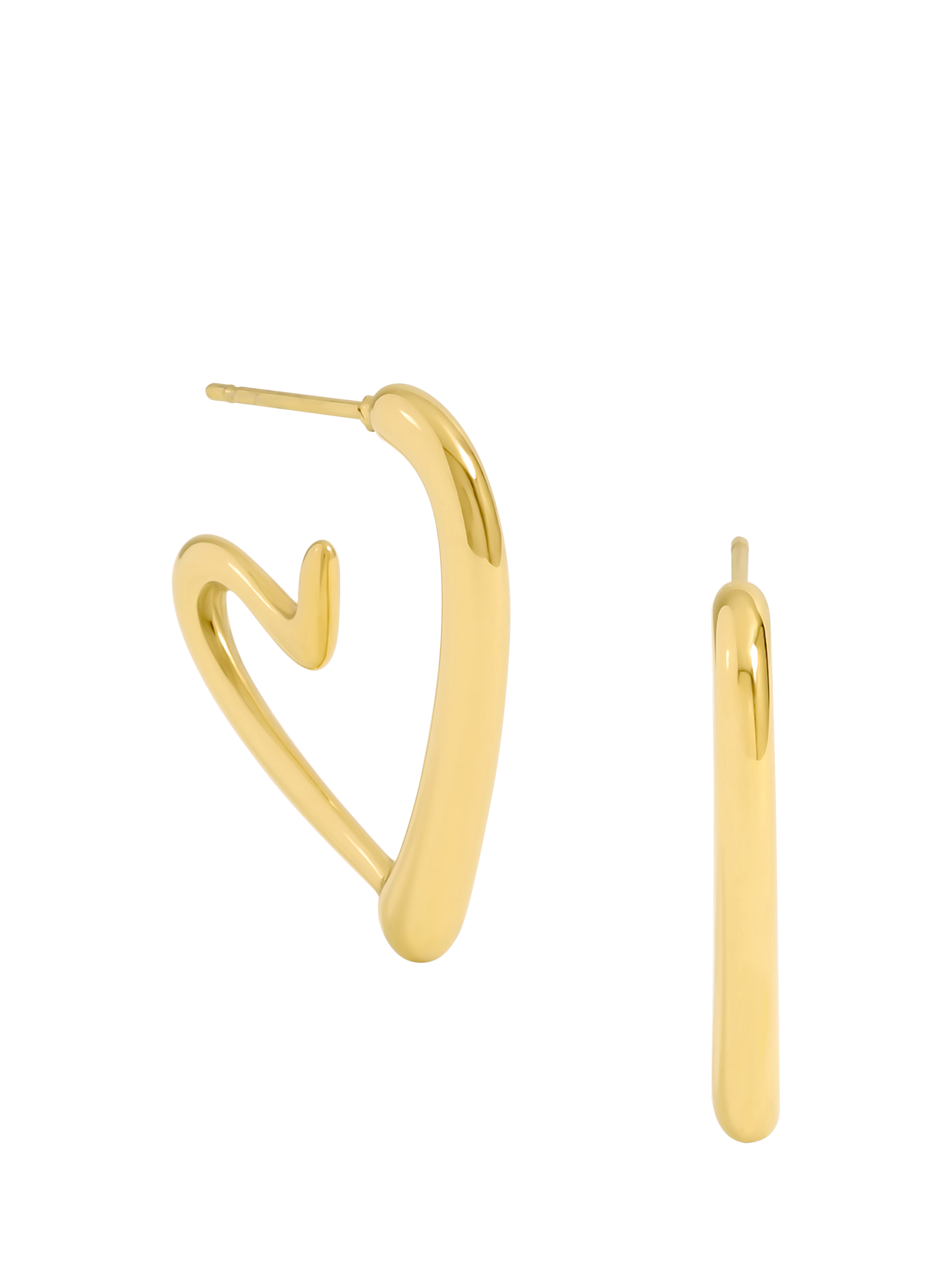 Product image 1 of 4, which shows Jon Richard Waterproof Open Heart Hoop Earrings, Gold