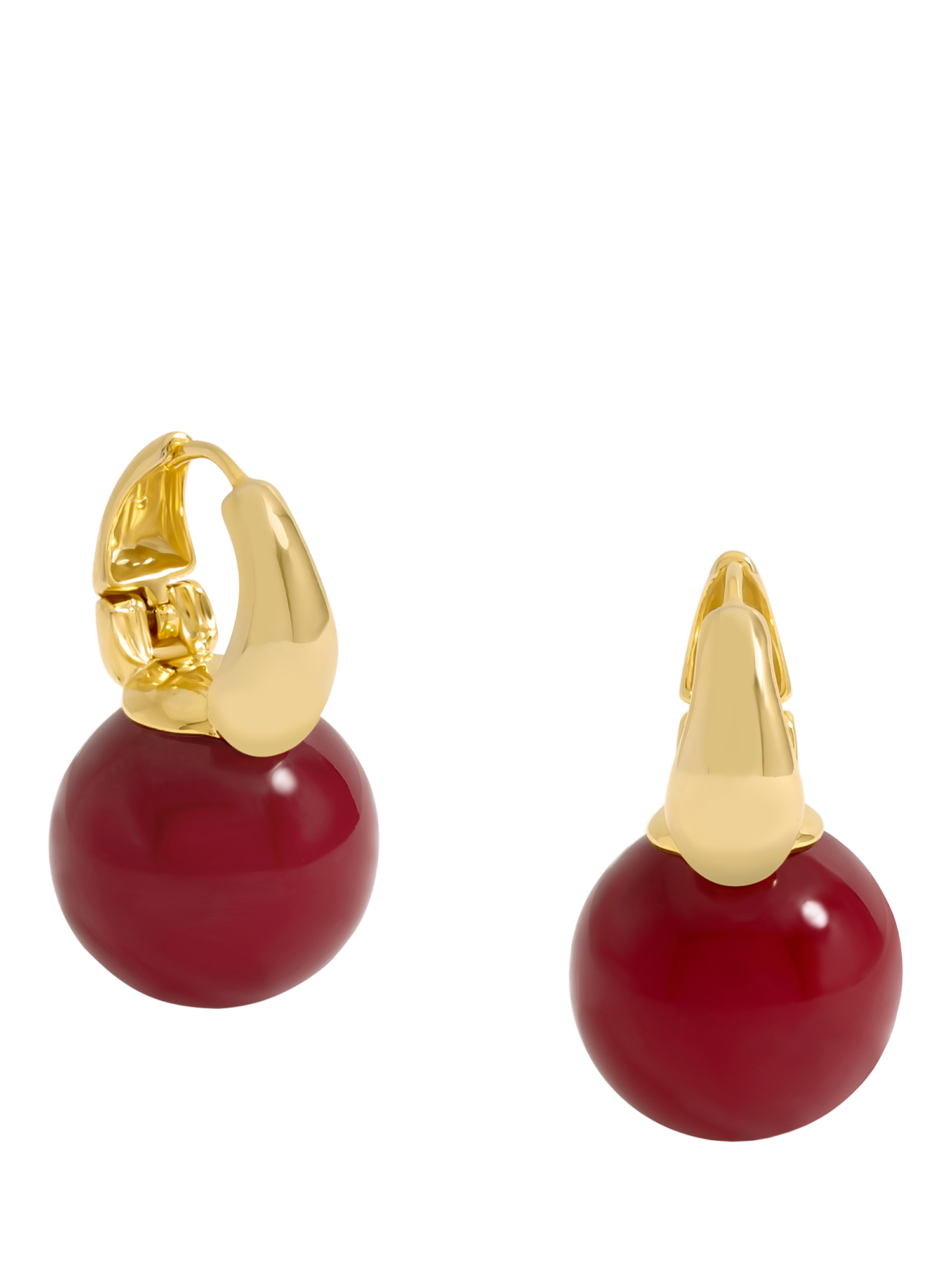 Product image 1 of 4, which shows John Richard Gold Plated Red Bead Earrings