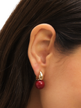 John Richard Gold Plated Red Bead Earrings