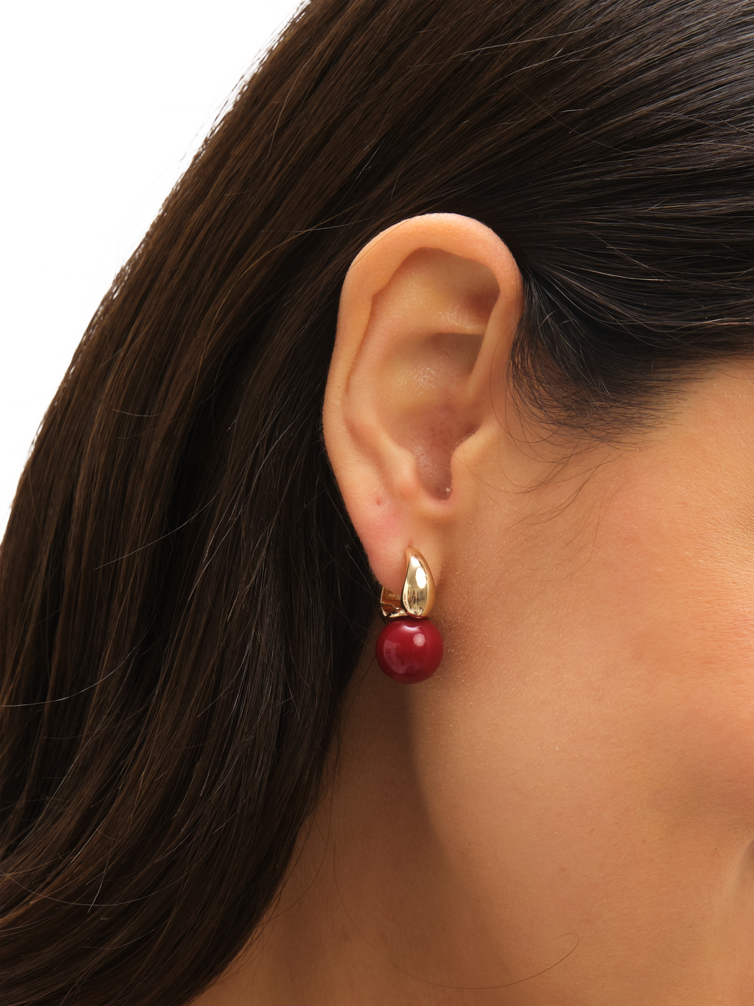 Product image 4 of 4, which shows John Richard Gold Plated Red Bead Earrings