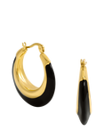 Jon Richard Gold Plated Jet Enamel Hoop Earrings