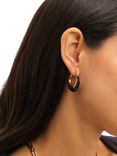 Jon Richard Gold Plated Jet Enamel Hoop Earrings