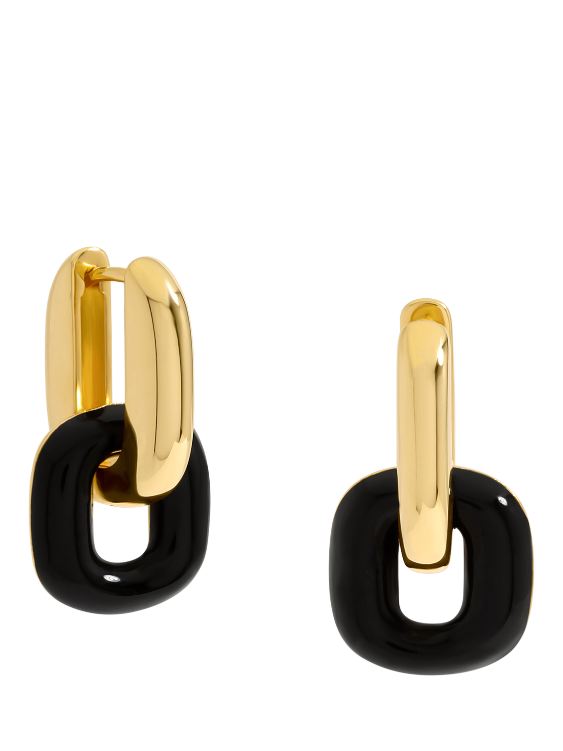 Product image 1 of 2, which shows Jon Richard Gold Polished Jet Enamel Link Earrings