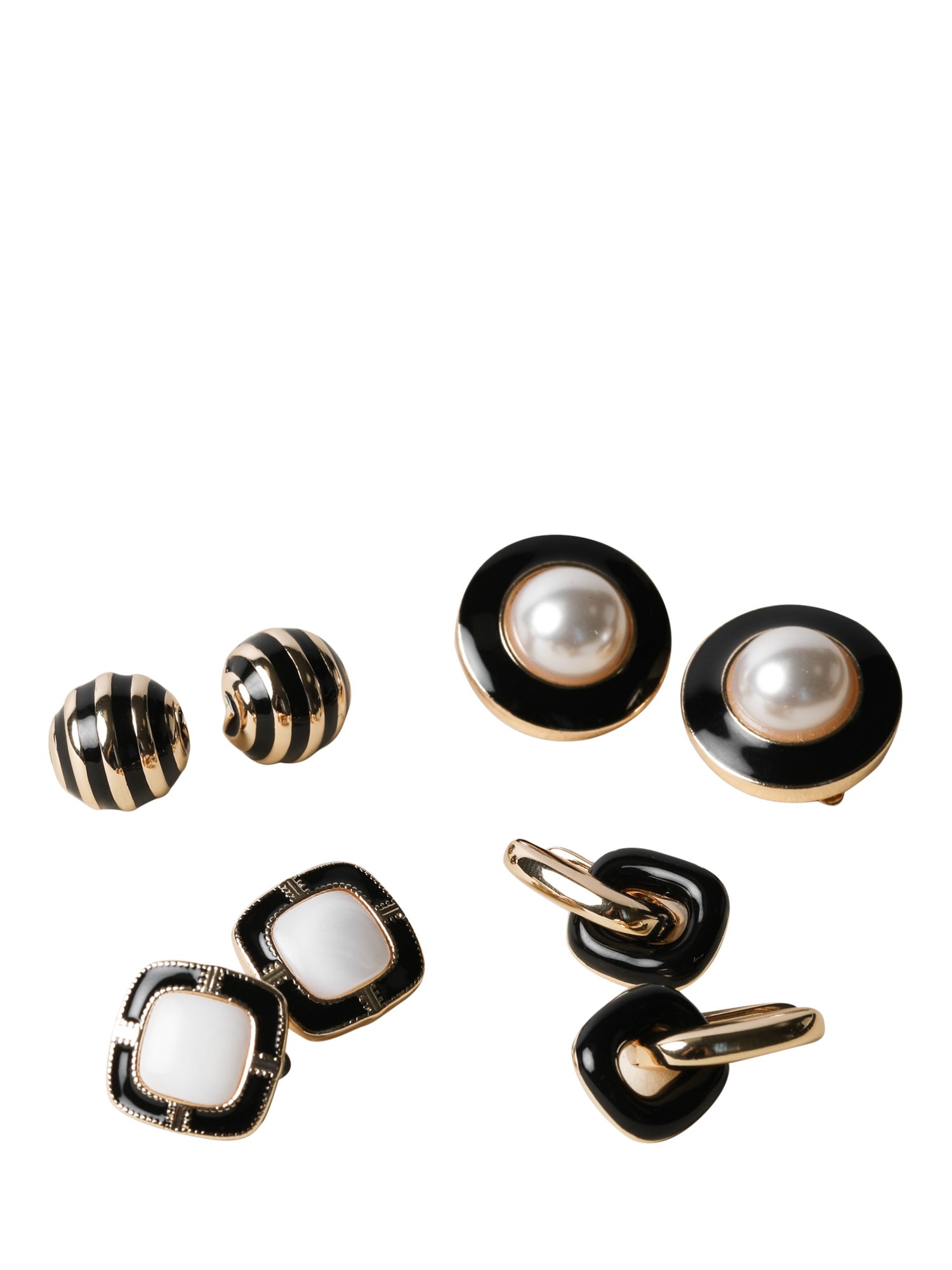 Product image 2 of 2, which shows Jon Richard Gold Polished Jet Enamel Link Earrings