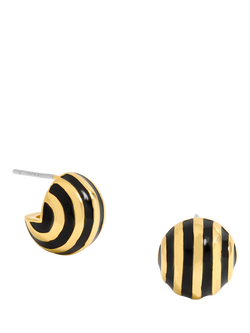 Jon Richard Gold Plated Jet Enamel Stripe Dome Earrings, Gold