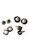 Jon Richard Gold Plated Jet Enamel Stripe Dome Earrings