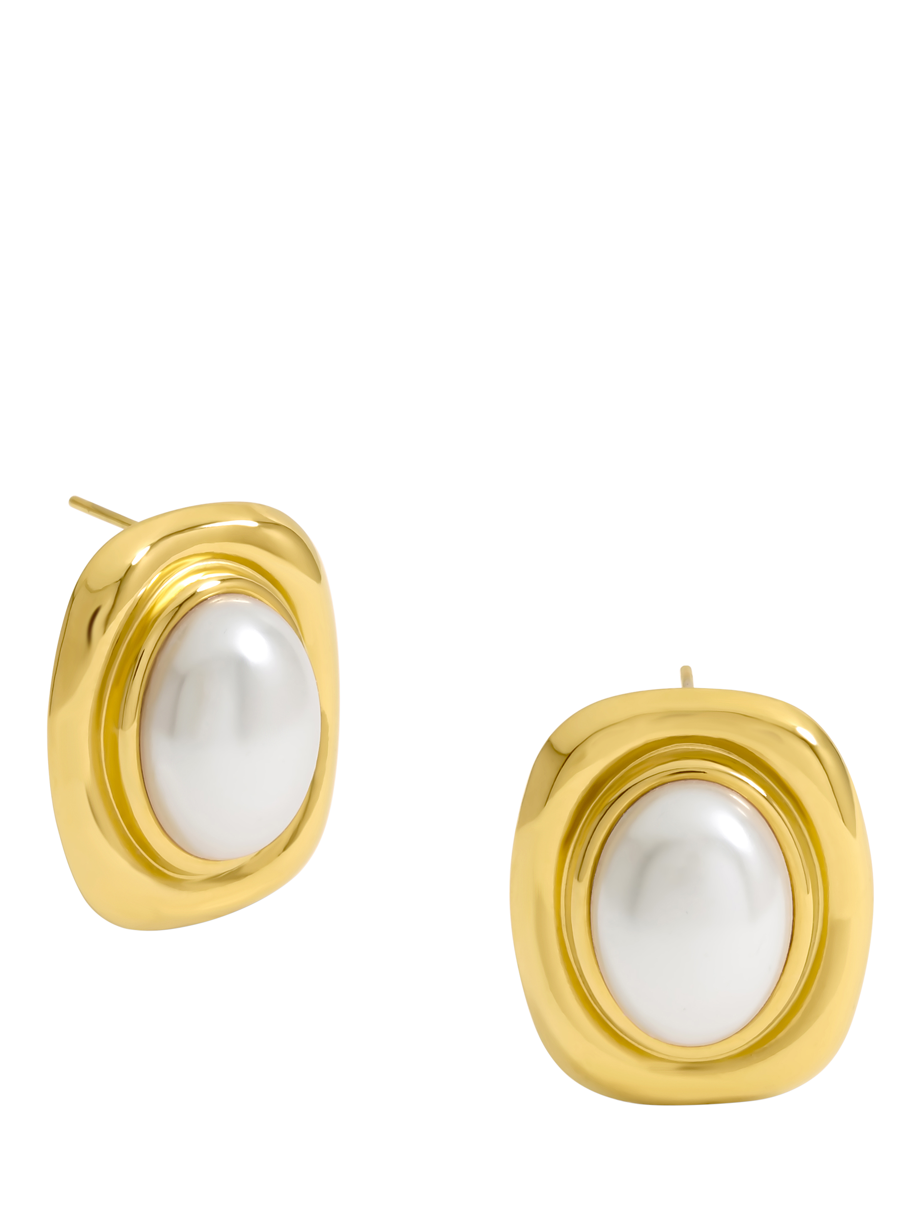 Product image 1 of 4, which shows Jon Richard Gold Plated Pearl Polished Earrings