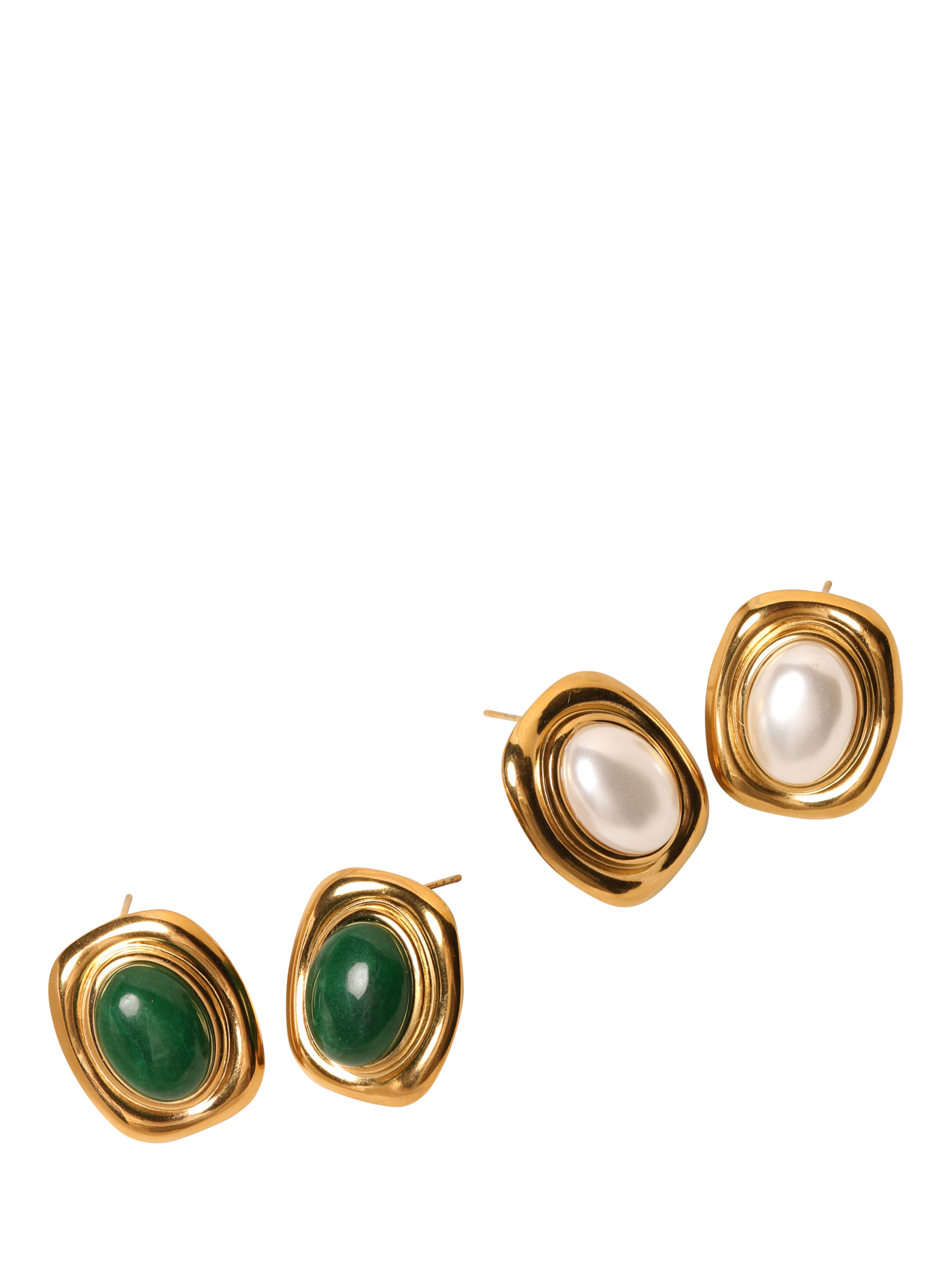 Product image 4 of 4, which shows Jon Richard Gold Plated Pearl Polished Earrings