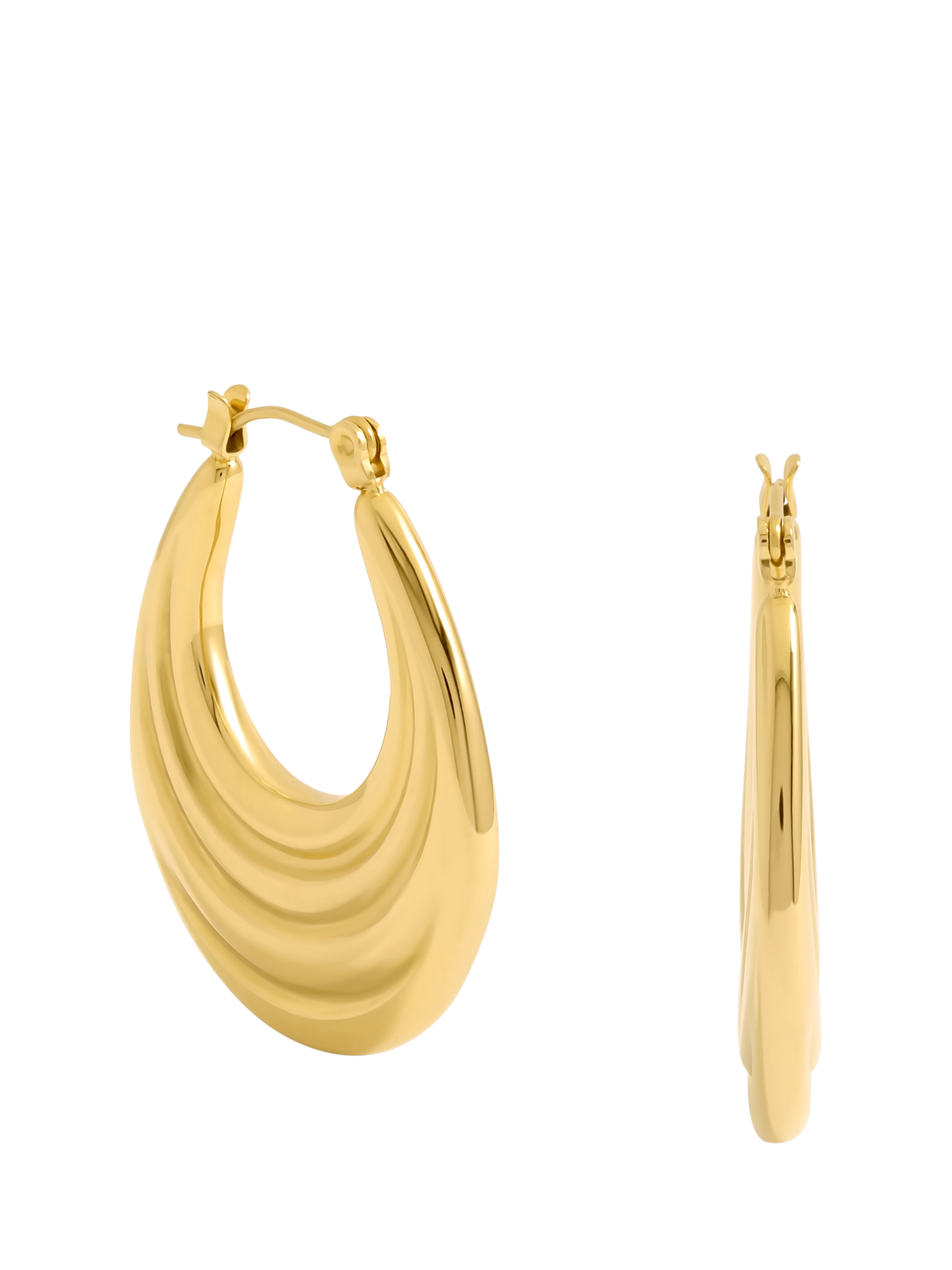Product image 1 of 3, which shows Jon Richard Gold Plated Ridge Hoop Earrings